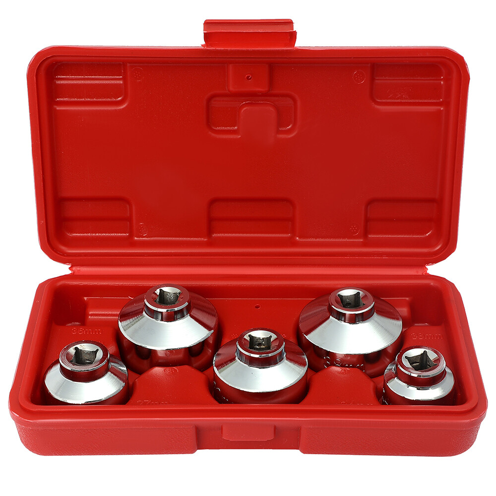 5x Oil Filter Remover Socket Set Universal Wrench Tool Set 3/8" Drive
