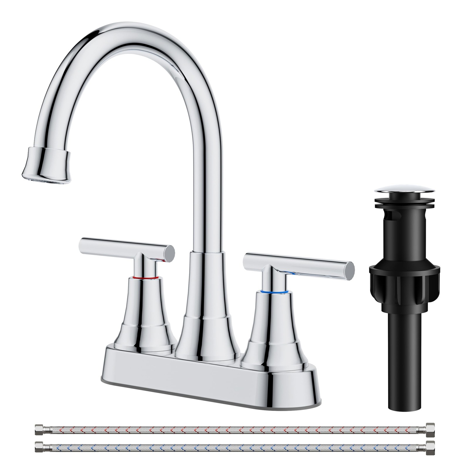 FORIOUS 4 Inch Bathroom Faucets for Sink 2 or 3 Hole, Chrome Centerset Bathro...