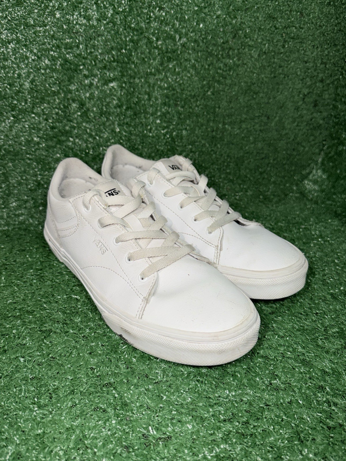 VANS Women Size 7.5 Old Skool White Leather Daily Casual Shoes Skate Sneakers