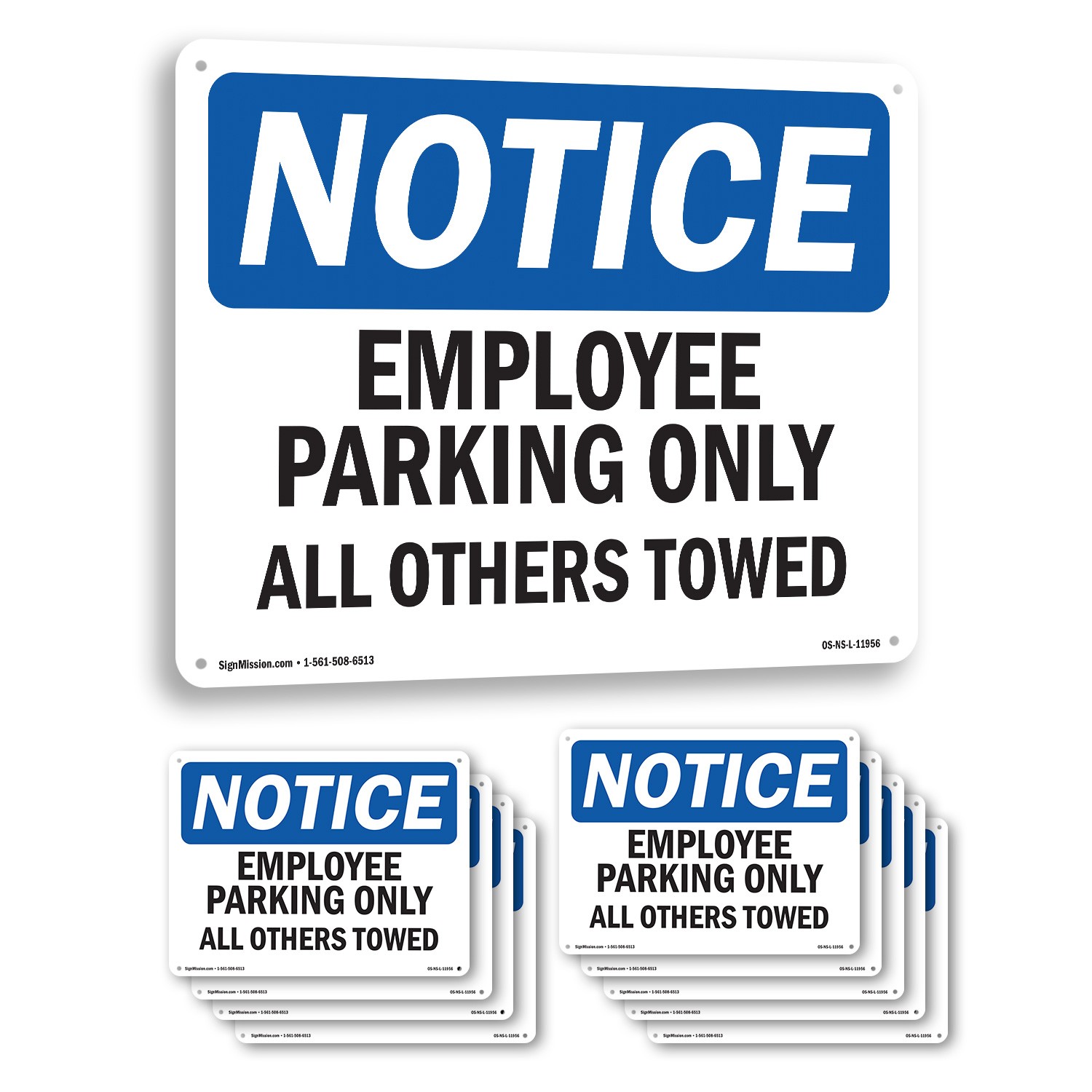 Employee Parking Only All Others Towed OSHA Notice Sign Or Decal - 5 or 10 Pack