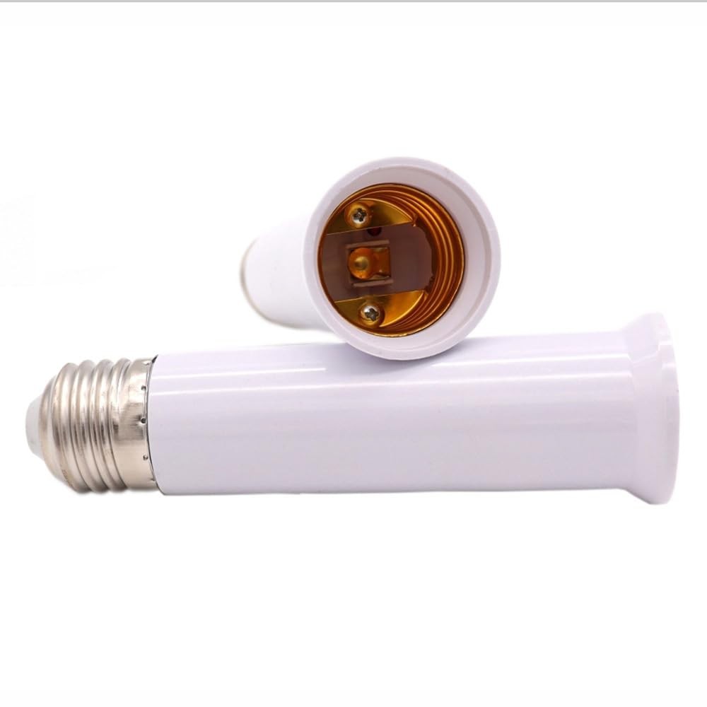 E26 Socket Extender, Standard Medium Base, 4.72 inch Extension white