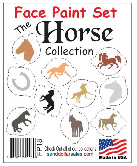 Face Paint Stencil Set Kit The Horse Collection FP18