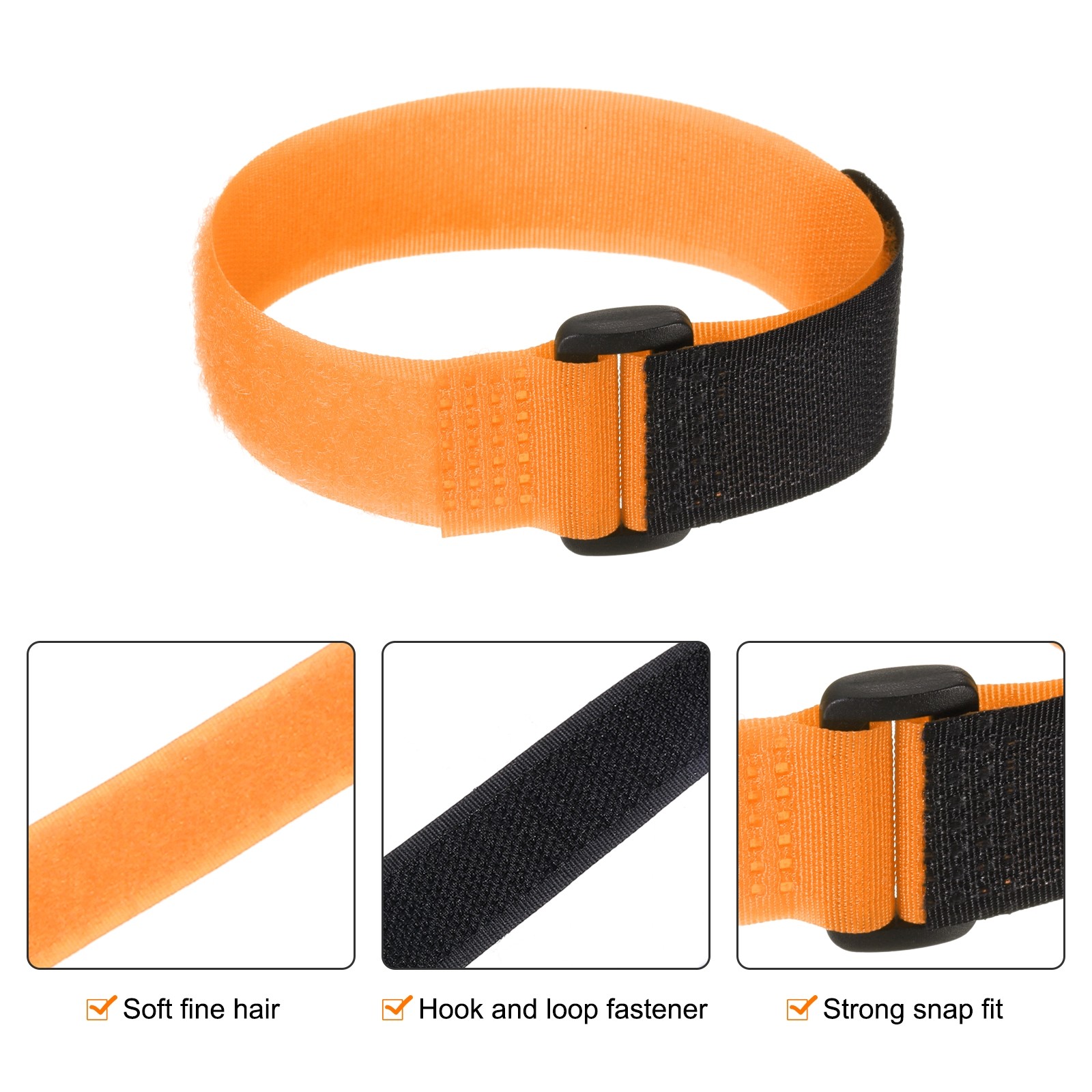 6 Pcs Battery Tie Down Straps,1"x12" Orange Nylon Hold Down Hook Loop Strap