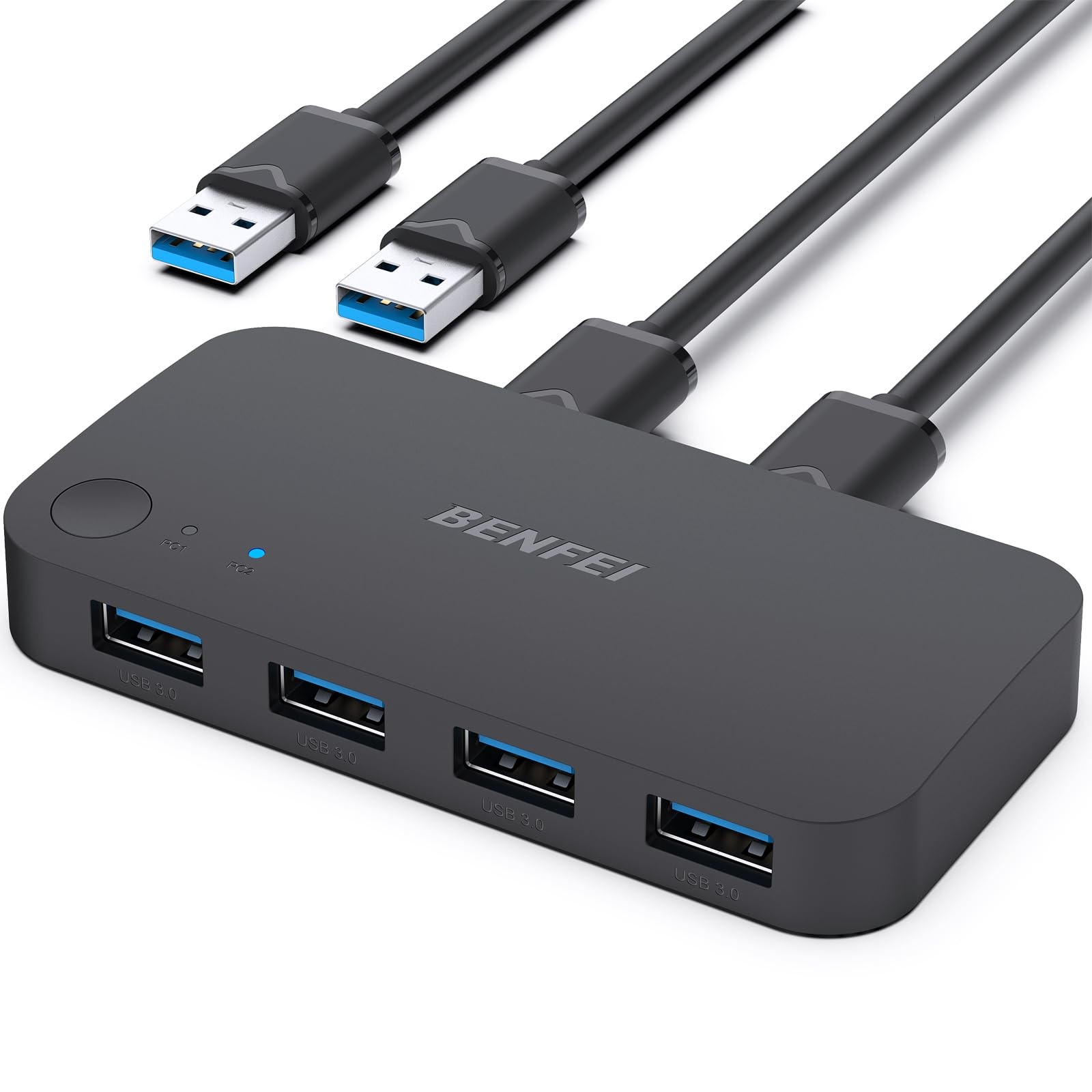 BENFEI USB 3.0 Switch, Switch 2 Computers Share 4 for PC, Black