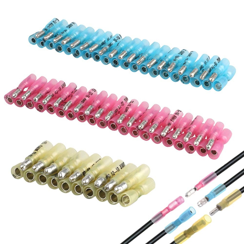 100PCS Heat Shrink Bullet Terminals - Female & Male Insulated Waterproof Mari...