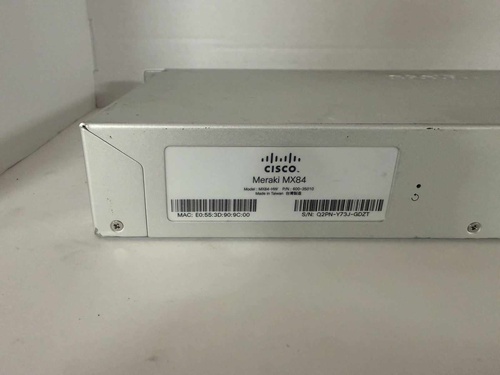Cisco Meraki MX84-HW Cloud Managed Security Appliance Firewall Powers On