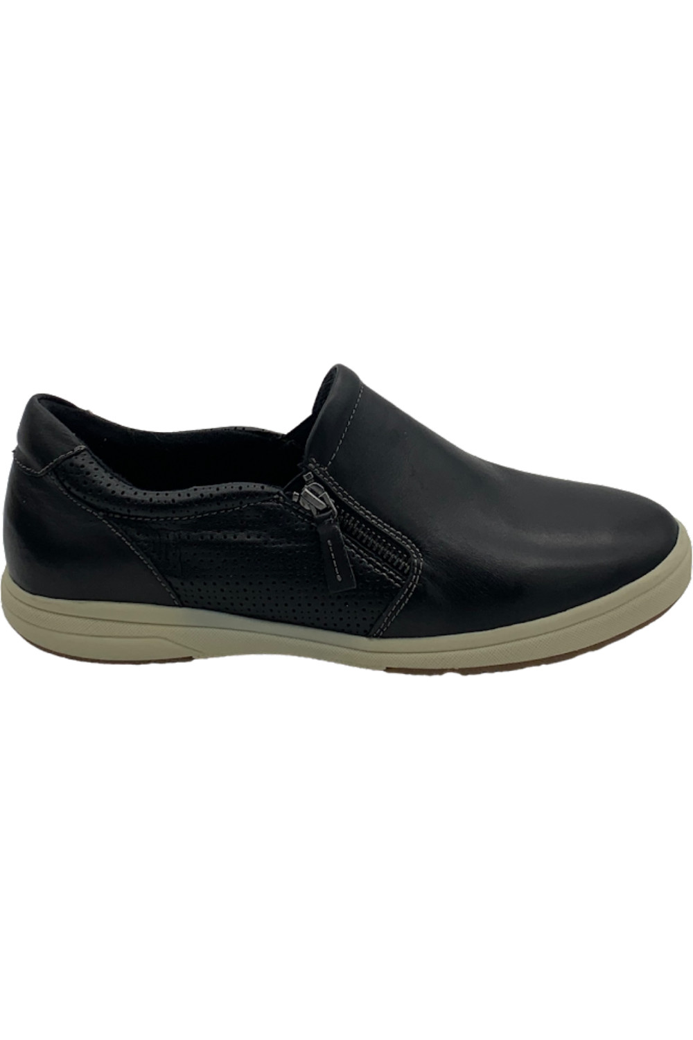 Earth Origins Leather Slip-Ons w/ Perf Detail Elsie Black