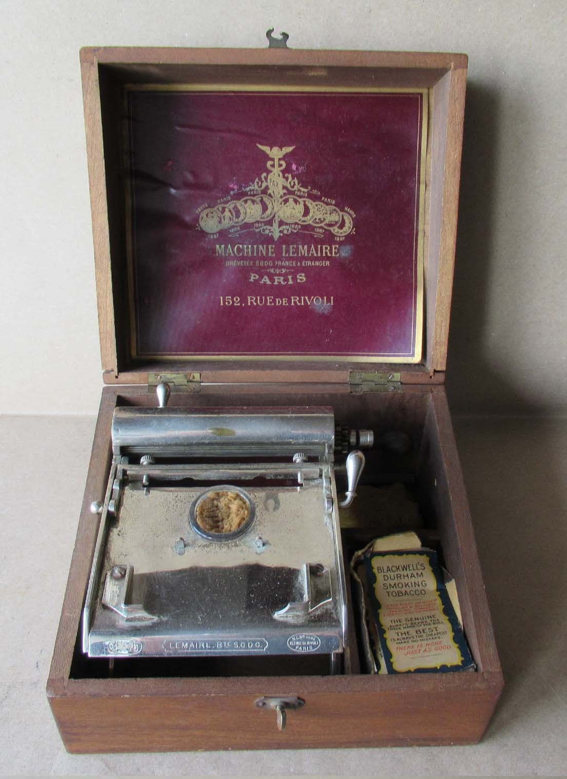 ANTIQUE FRENCH TABLE CIGARETTE ROLLING MACHINE ROLLER LEMAIRE PARIS / 1900-1925