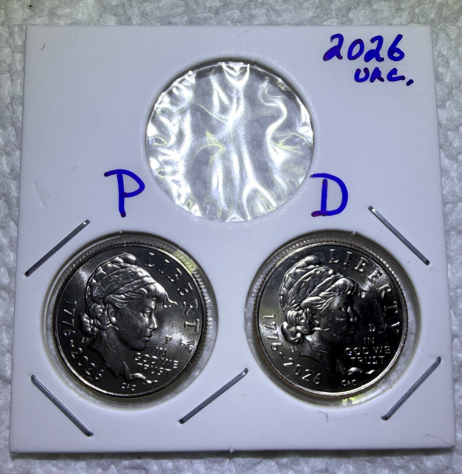 1776~2026 P&D SEMIQUINTENNIAL EMERGING LIBERTY DIME 2 COIN SET