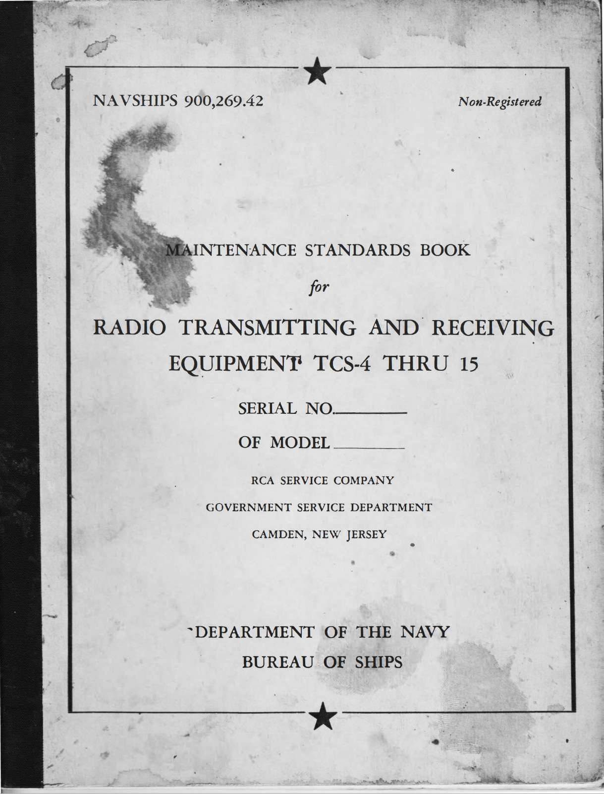 41 Page NAVSHIPS RADIO TELEPHONE TELEGRAPH TCS-14 To -15 Maintenance Book on CD