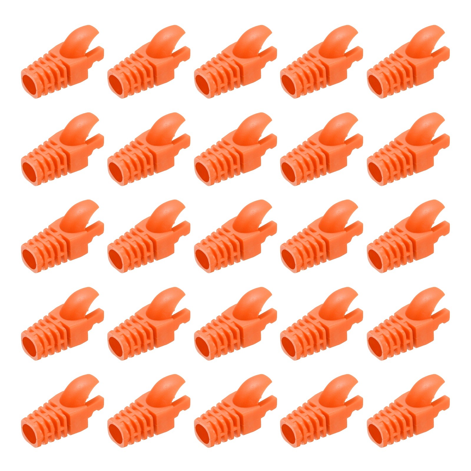 100Pcs RJ45 Plug Connector Cover Cat5 Cat5E Cat6 Cat7 Wire Guard Sleeves, Orange