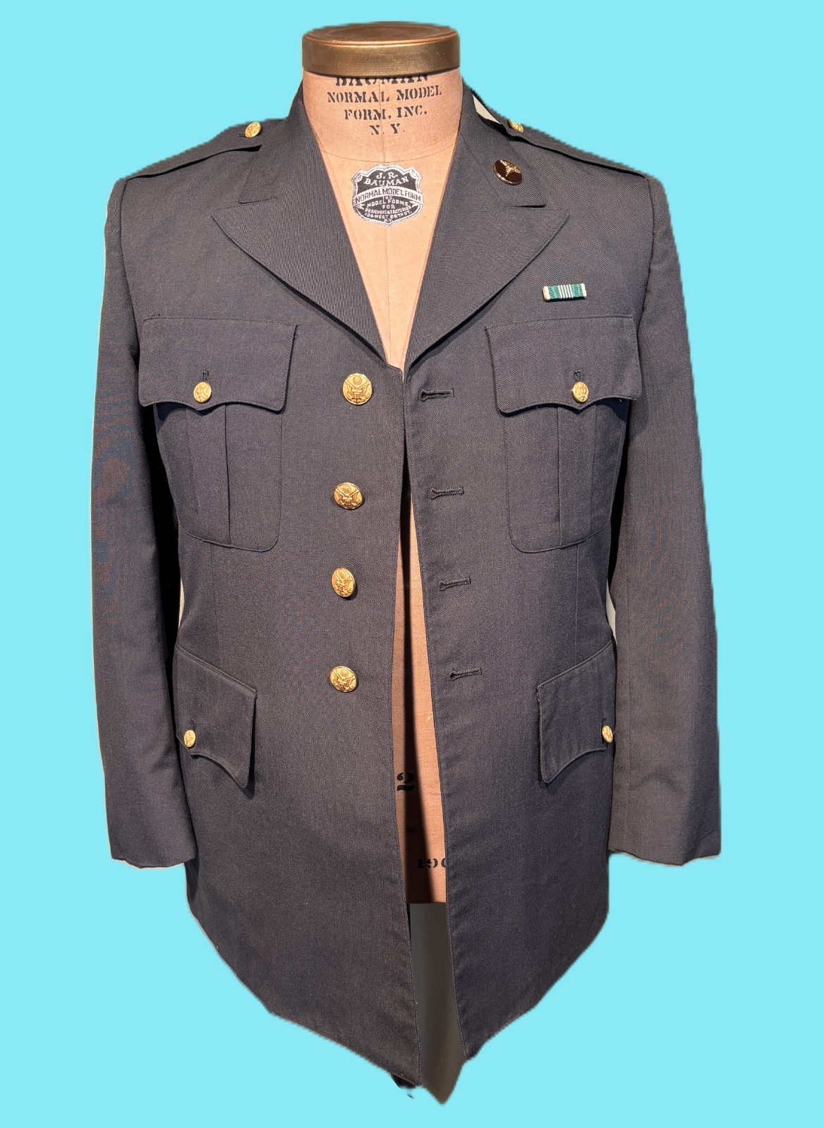 Vintage 80s90s US Army Gulf War Era Green Dress Uniform Coat 39R Chest 40