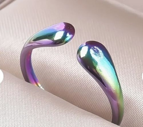 Rainbow metal holographic toe rings