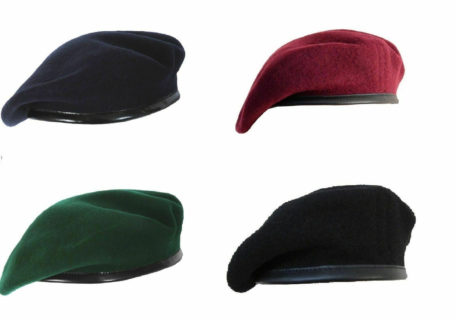Beret Cap Hat Wool Military Army French Men's Women's Blue black Green Maroon