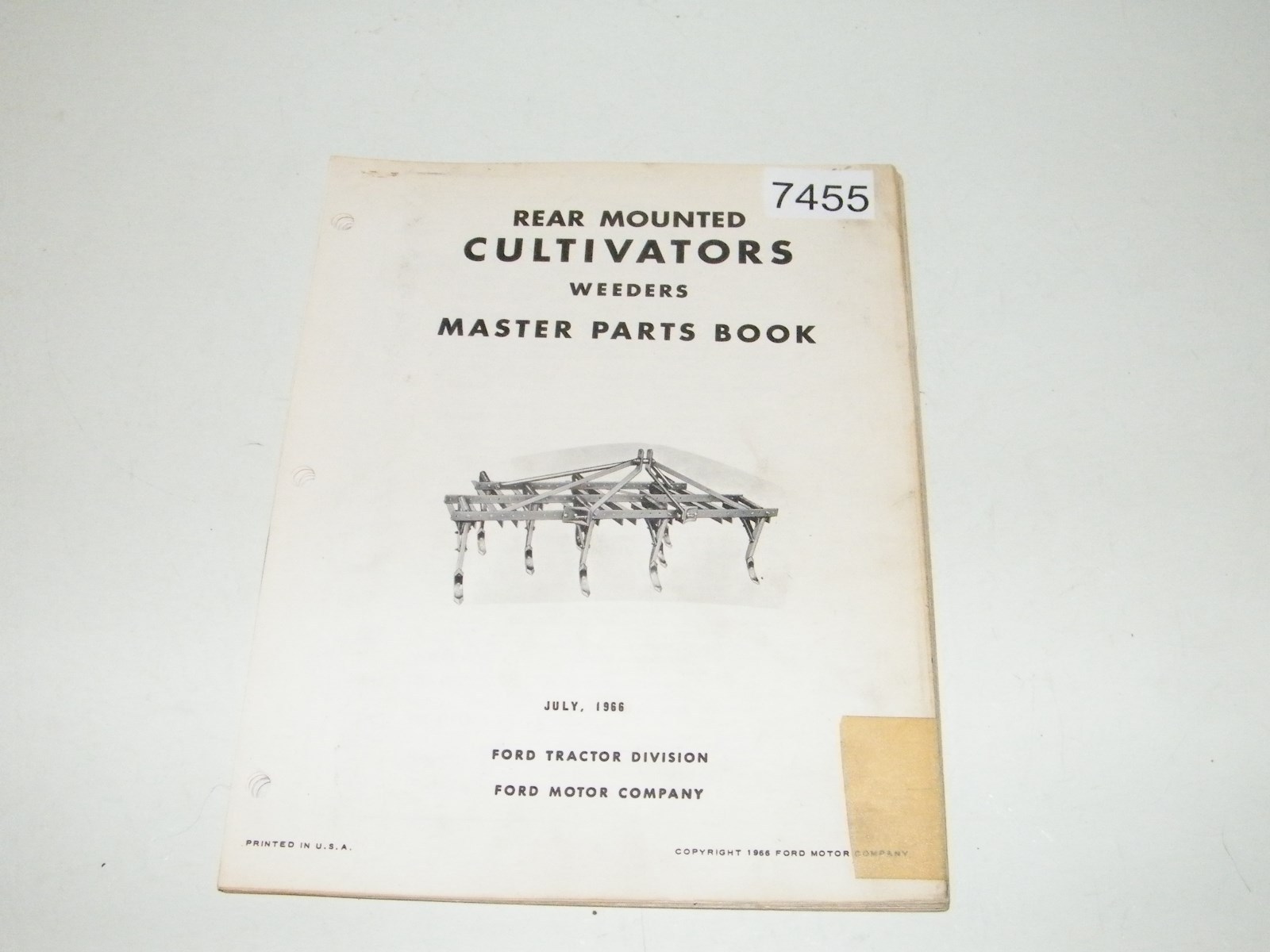 Ford Rear Mounted Cultivators Weeders Parts Book Catalog July 1966 PA-5376-D