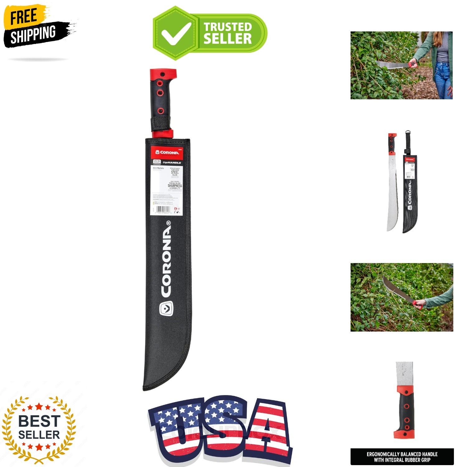 ErgoHandle Machete, 18 in. with Nylon Sheath