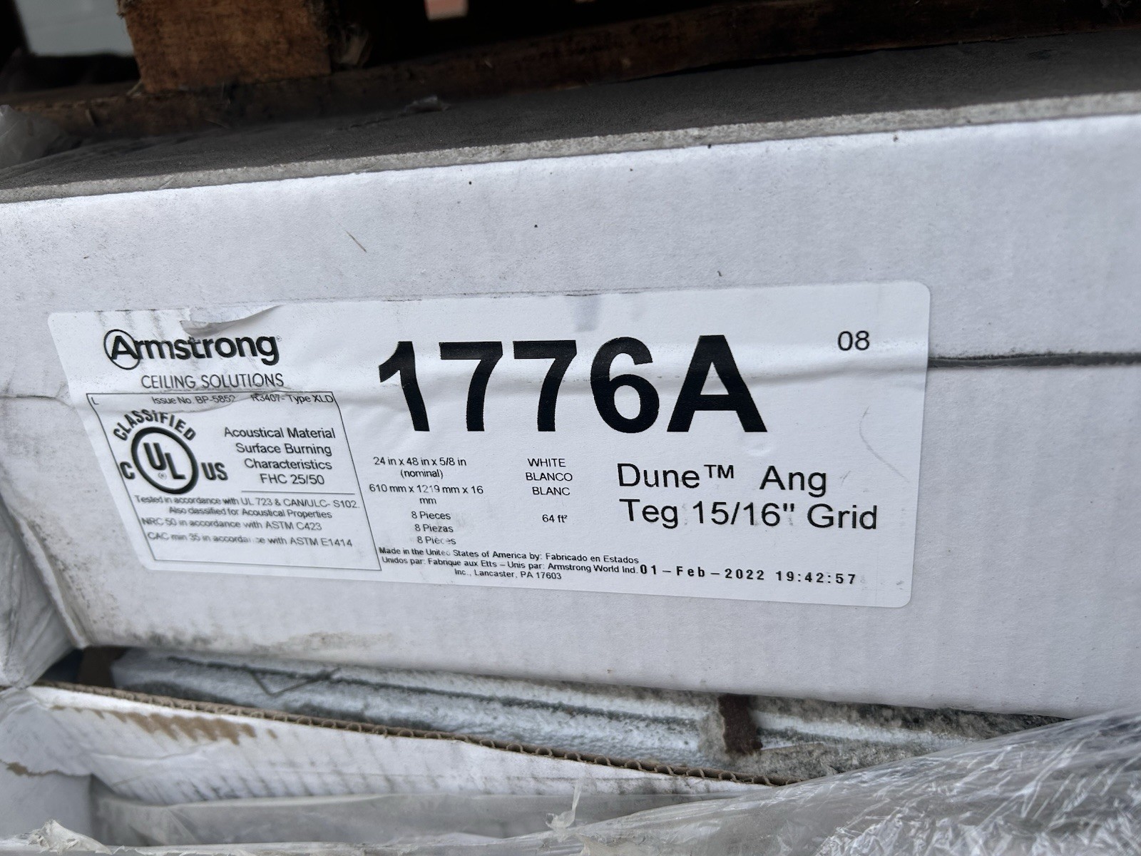 ARMSTRONG 1776A Ceiling Tile,48 in L,24 in W,PK8 34CY63