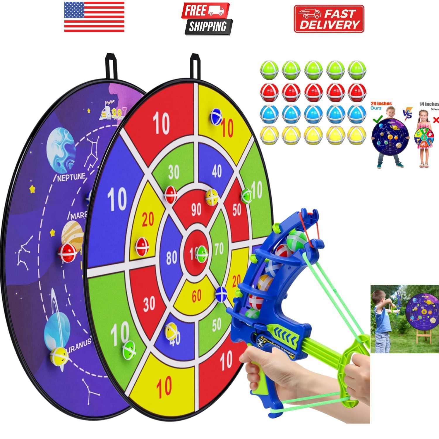 29" Large Dart Board for Kids, Kids Dart Board with Sticky Balls, Boys Toys, ...