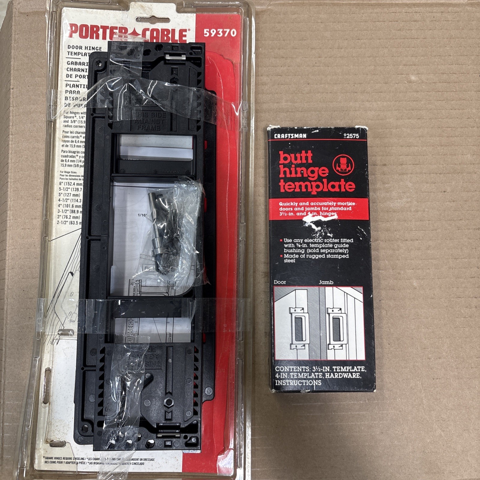 2 Pc. PORTER-CABLE 59370 Door Hinge Template & Craftsman Butt Template Set
