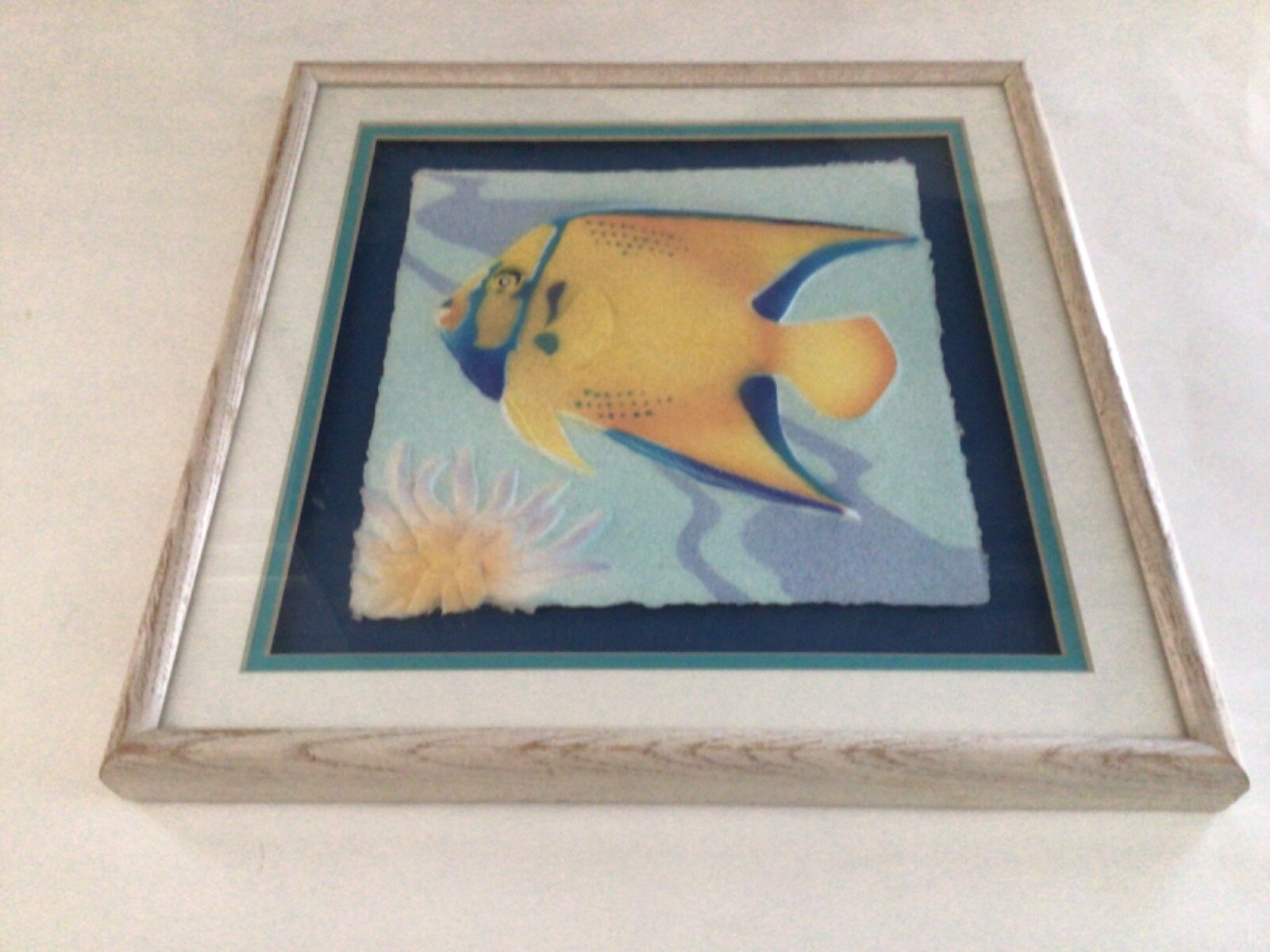 Vintage Figi Graphics Yellow Tropical Fish 3D Hand Cast Paper Art Marino