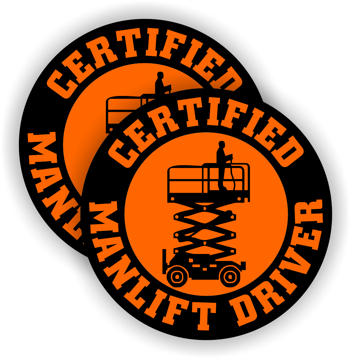 2x Manlift Driver Hard Hat Stickers / Safety Helmet Decals Funny Scissors Lift