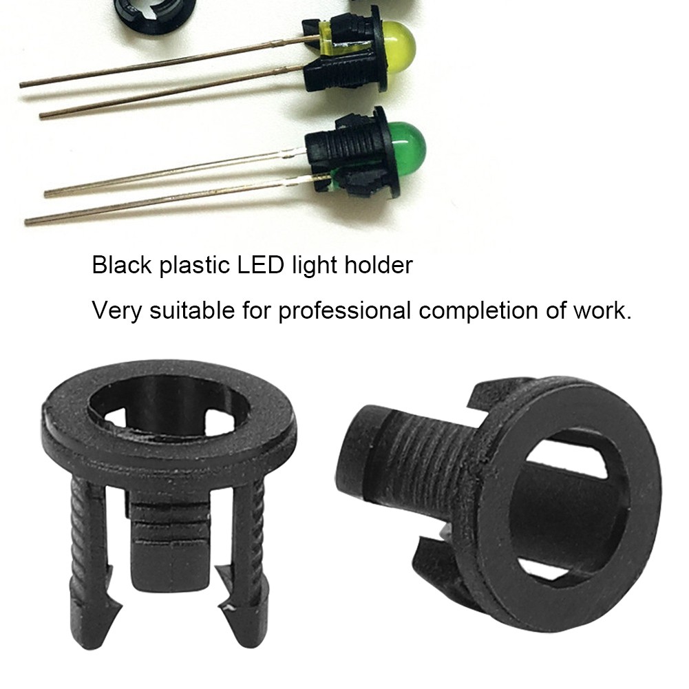 200pcs LED Holder Black Plastic Diode Bracket Mount For Professional Work