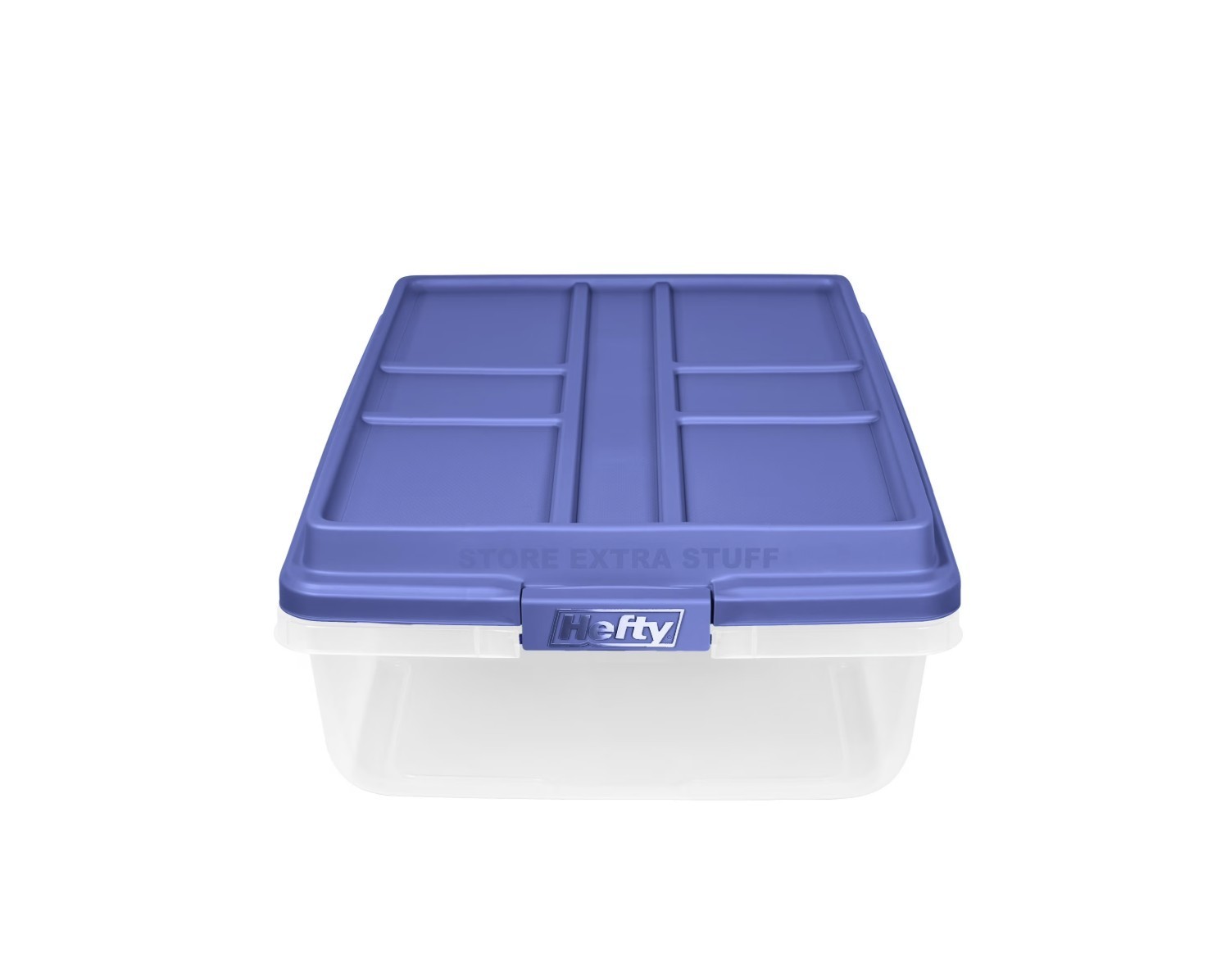 Hefty 40 Qt Clear Storage Bin Blue Hi-Rise Lid 6 Pack