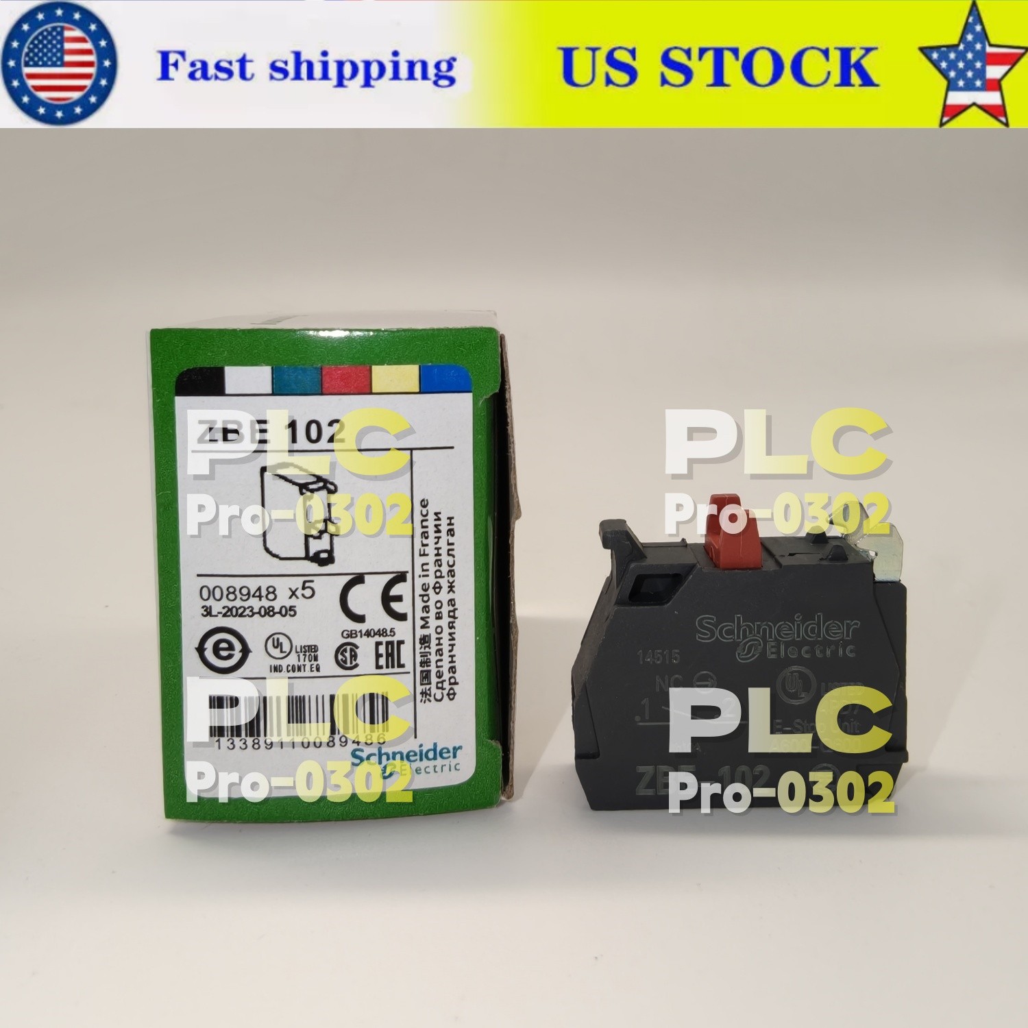 Pack Of 5  NEW Contact Block Schneider Electric ZBE-102 ZBE102  US Inventory