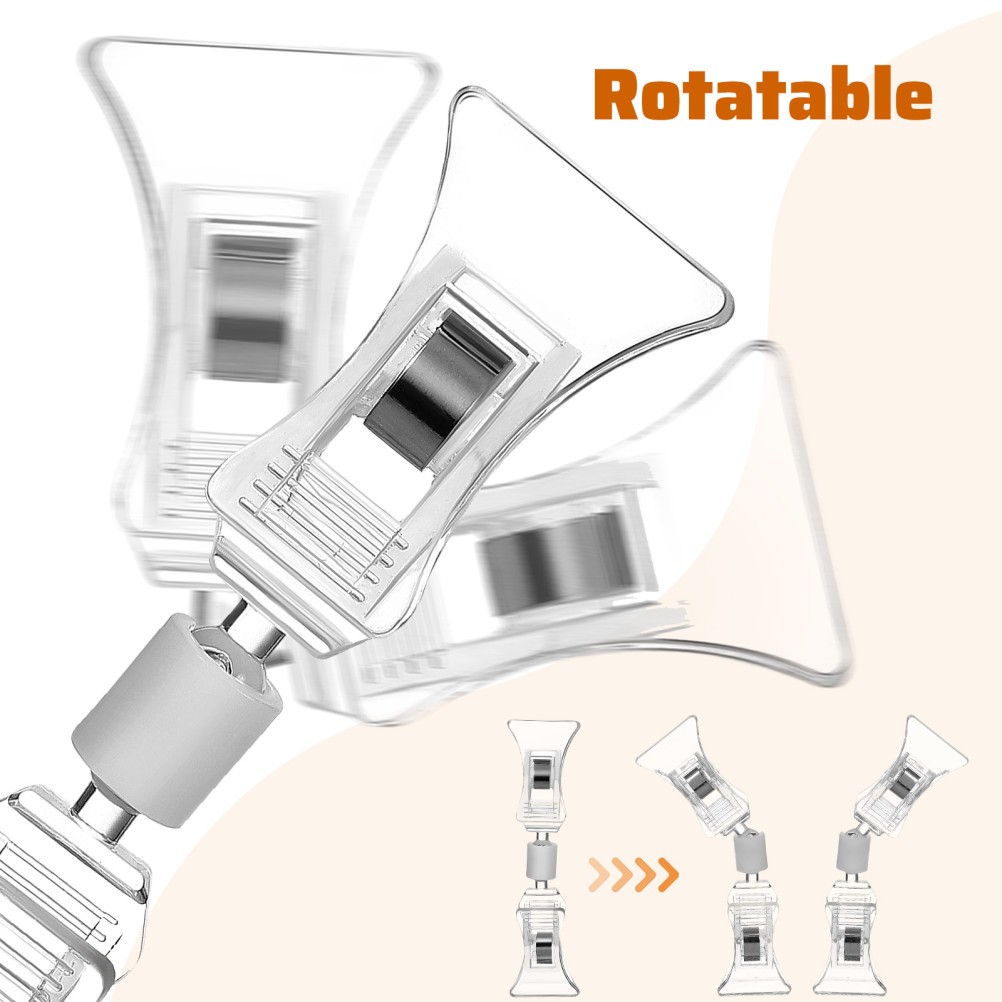 20Pcs Reusable Clear Plastic Double Headed Label Clips for Sign Holders