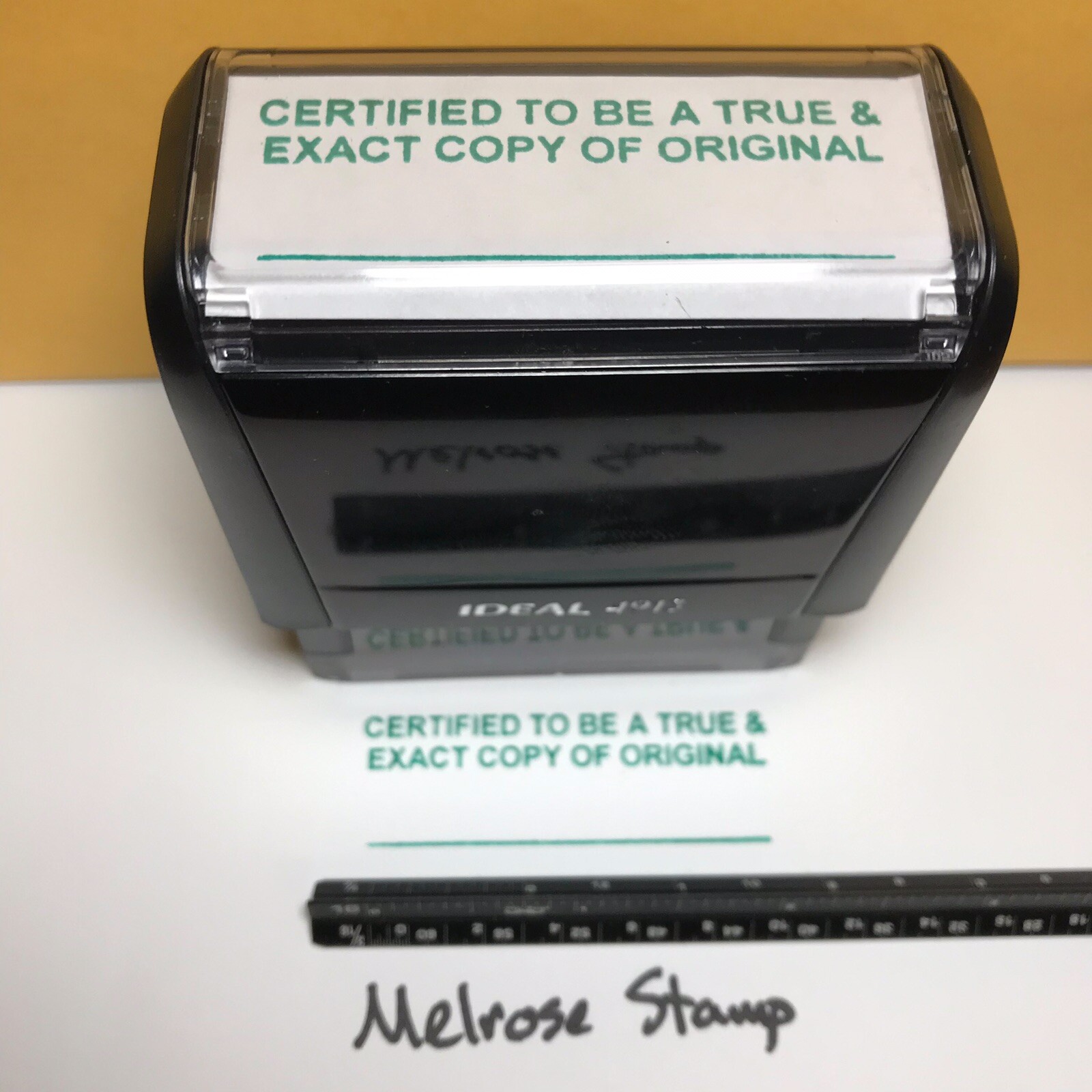 Certified To Be A True Exact Copy Of Original Stamp Green Ink Ideal 4913