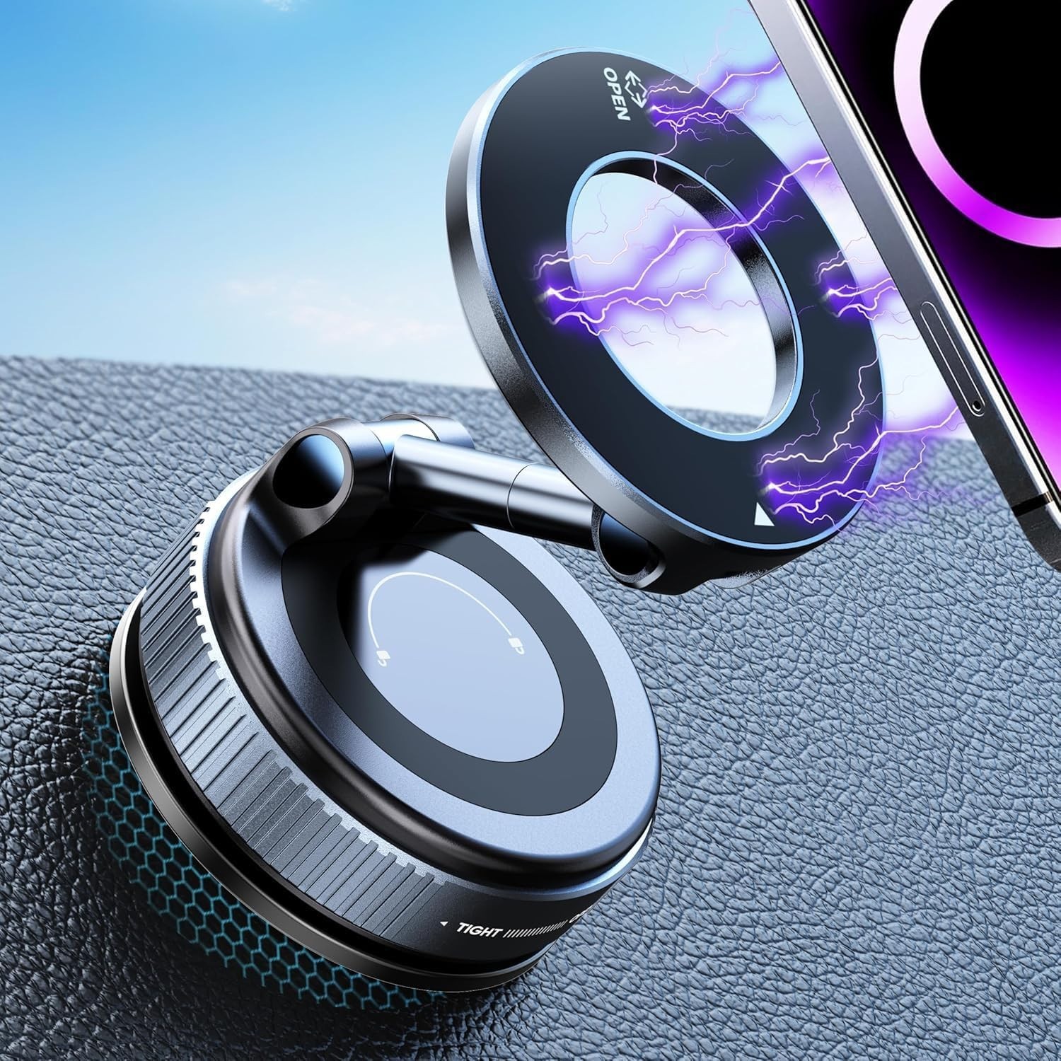360 Vacuum Magnetic Phone Holder Adjustable Suction Cup Car Mount Foldable Stand