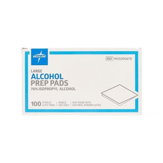 Sterile Alcohol Prep Pads, Large, 100 Count