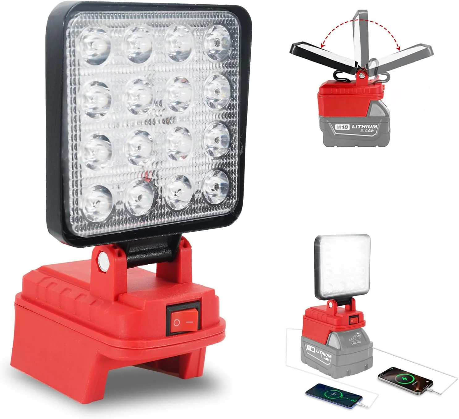 Cordless LED Work Light Compatible with Milwaukee M18 Battery, 5400 Lumens LED F