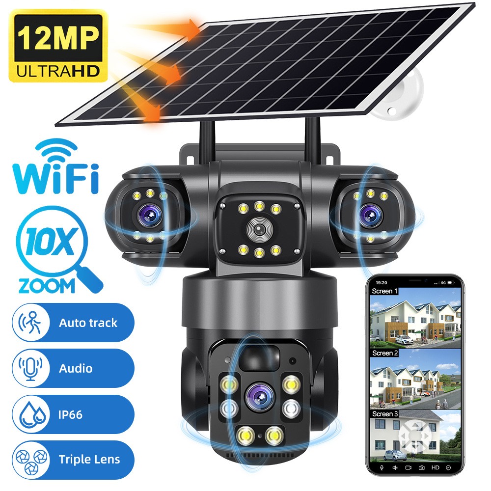 Camara De Seguridad Solar Inalambricas Para Exterior Con Vision Nocturna y Audio