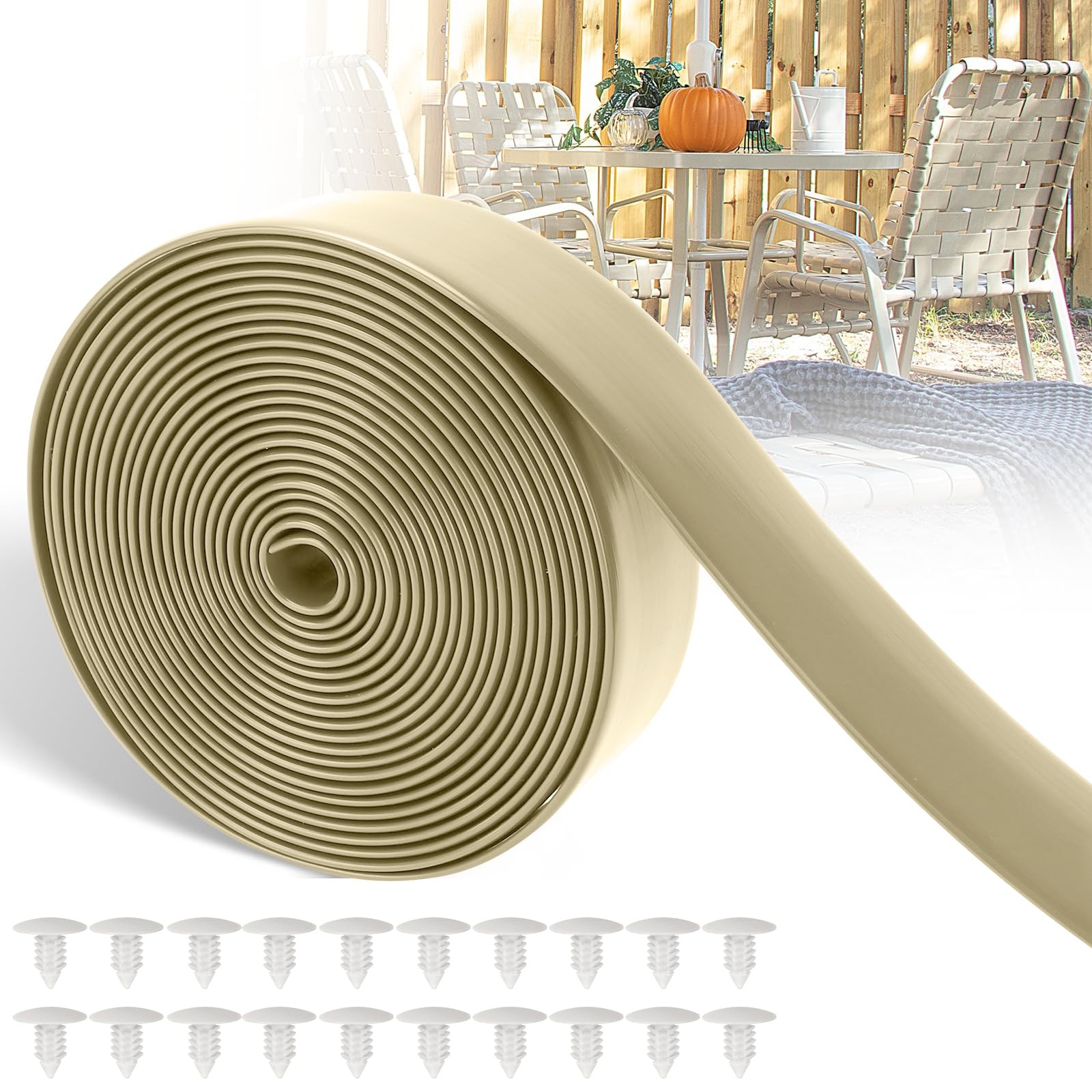 2" Wide 20ft Long Vinyl Straps for Patio Chairs Repair DIY + 20 Rivets, Repla...