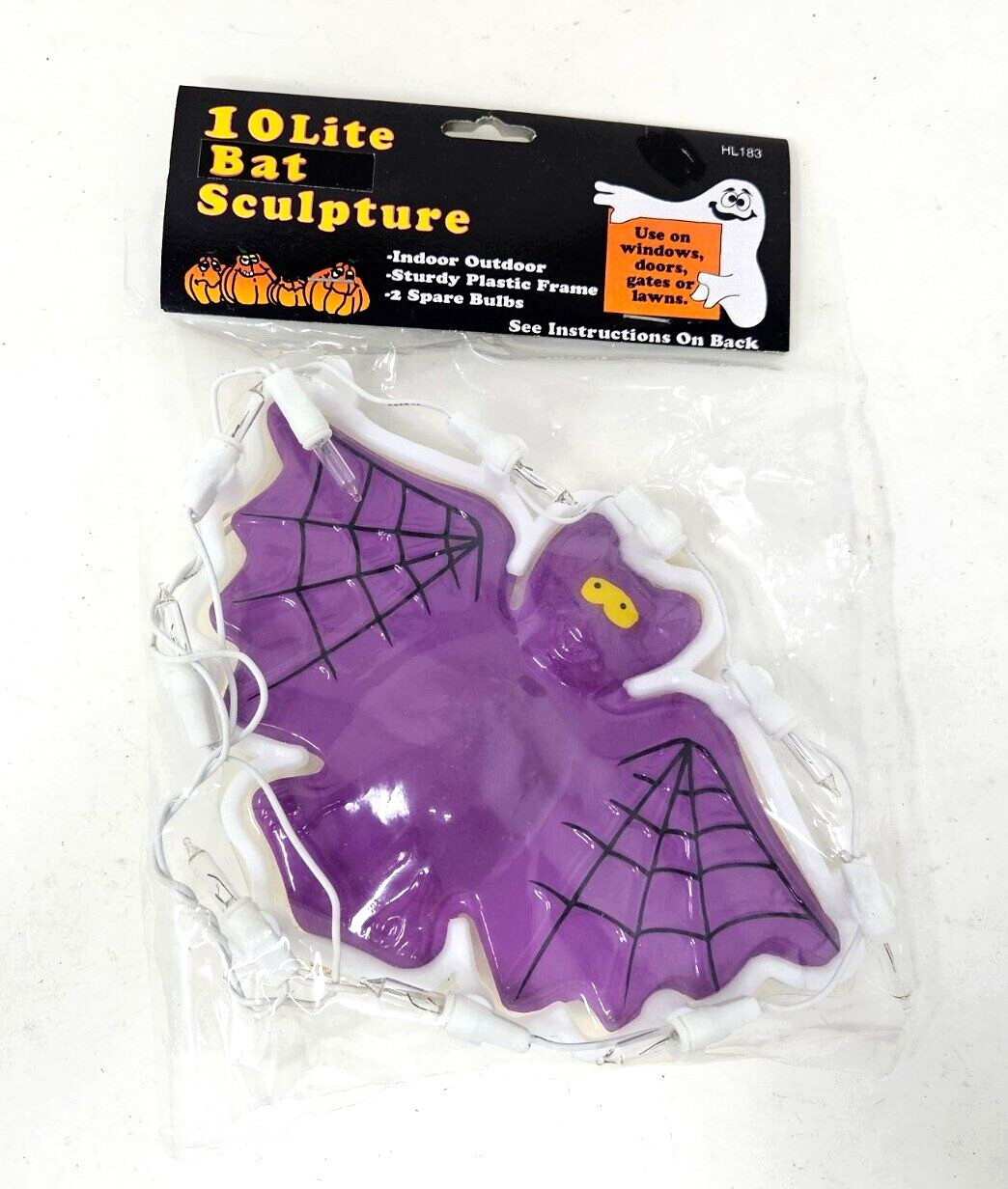 10 Lite Bat Sculpture Purple Halloween Decoration Indoor Outdoor