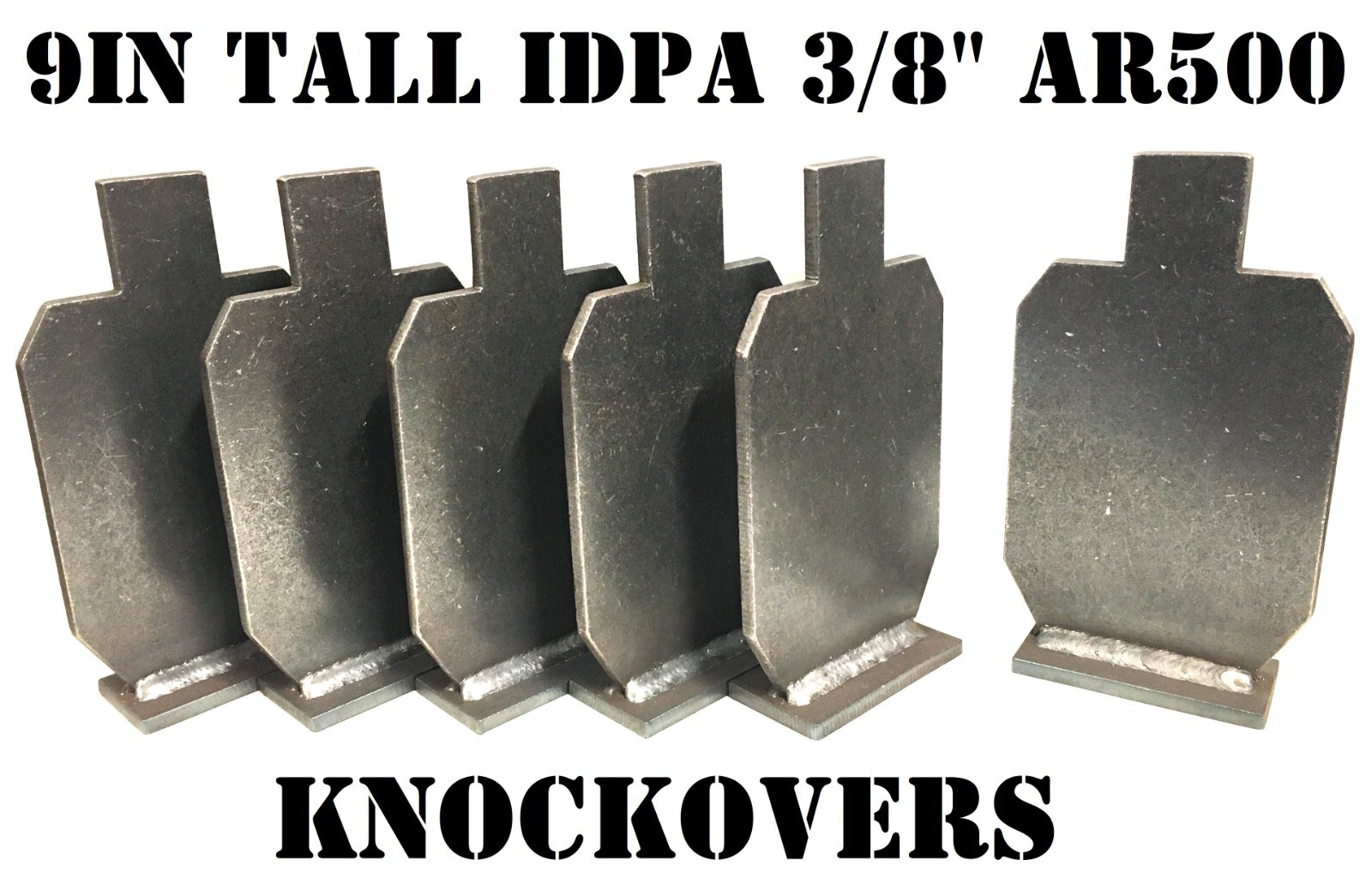 9" Tall x 5" Wide 3/8" AR500 IDPA Knockover Steel Shooting Rifle Targets 6pc Set
