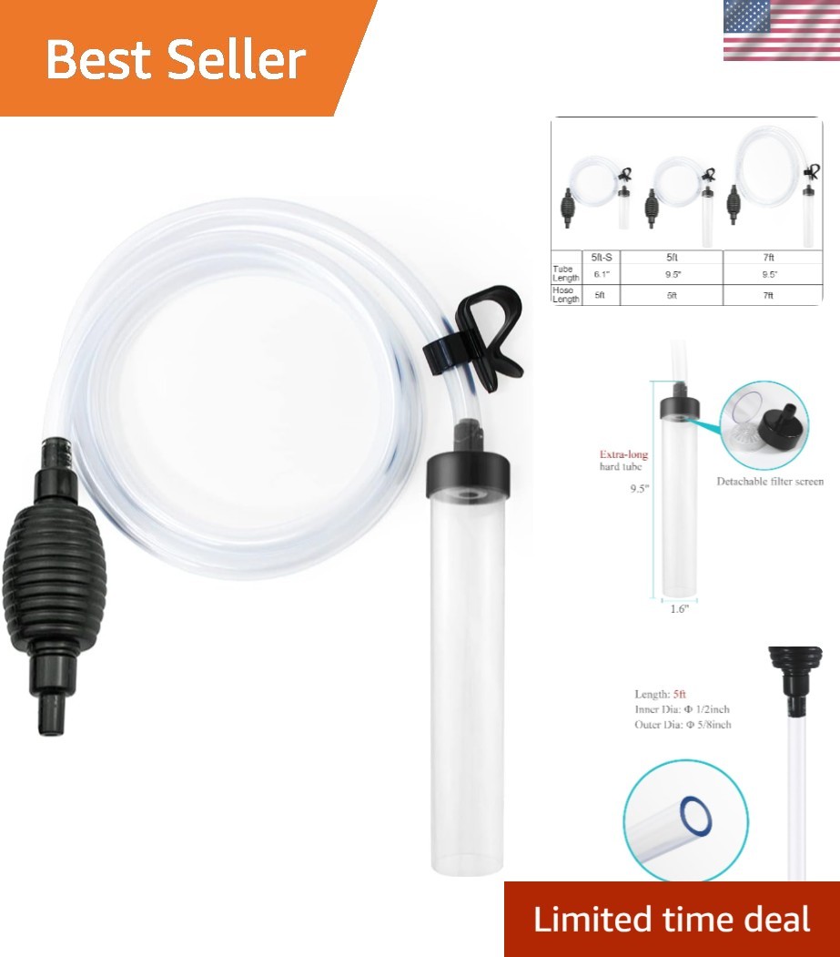 5ft Aquarium Siphon Vacuum Cleaner for Fish Tank Cleaning Gravel & Sand