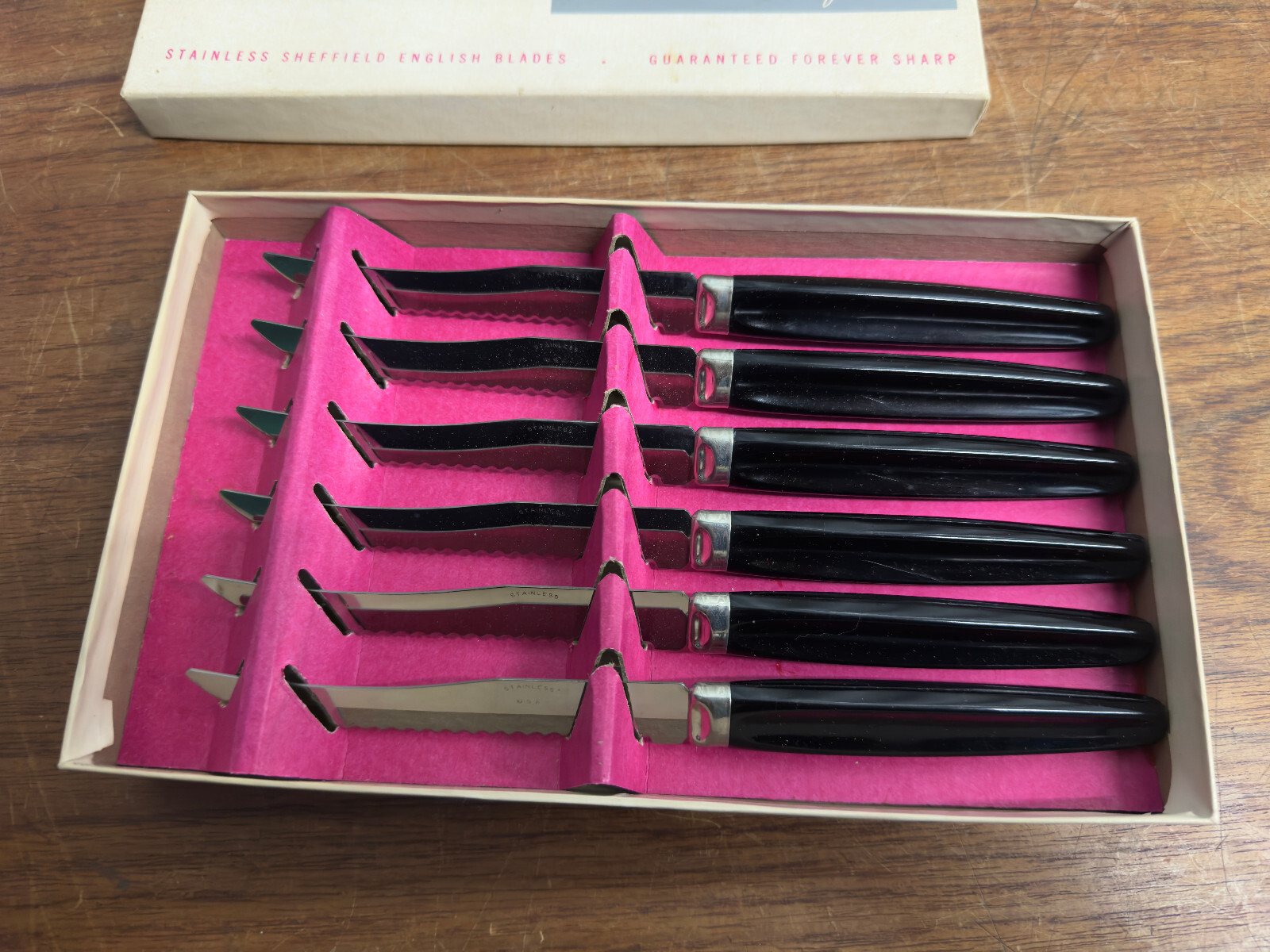 Vintage Mid Century Box Of Regency Sheffield Steak Knives