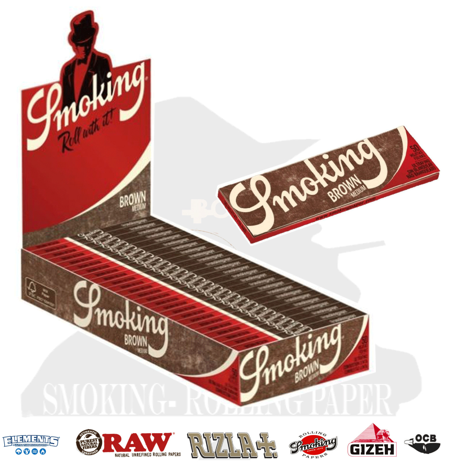 Smoking Tuxedo Brown Unbleached Medium  1¼  Rolling Papers  1250 Leaves