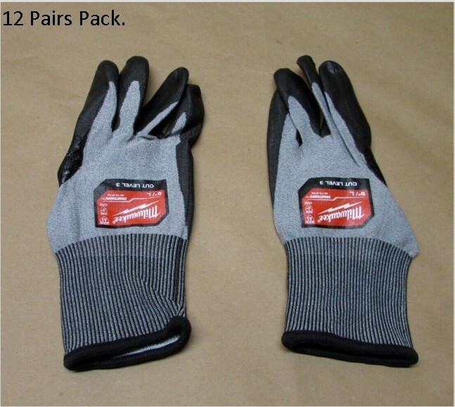 Milwaukee 48-73-8732 High Dexterity Cut Level 3 Polyurethane Dipped Gloves "L"