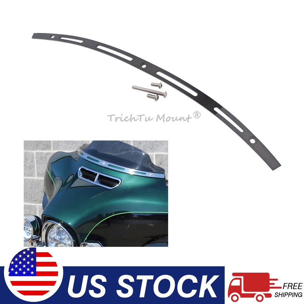 Black 4 Slot Fairing Windshield Trim For Harley Street Glide Special FLHXS 14-24