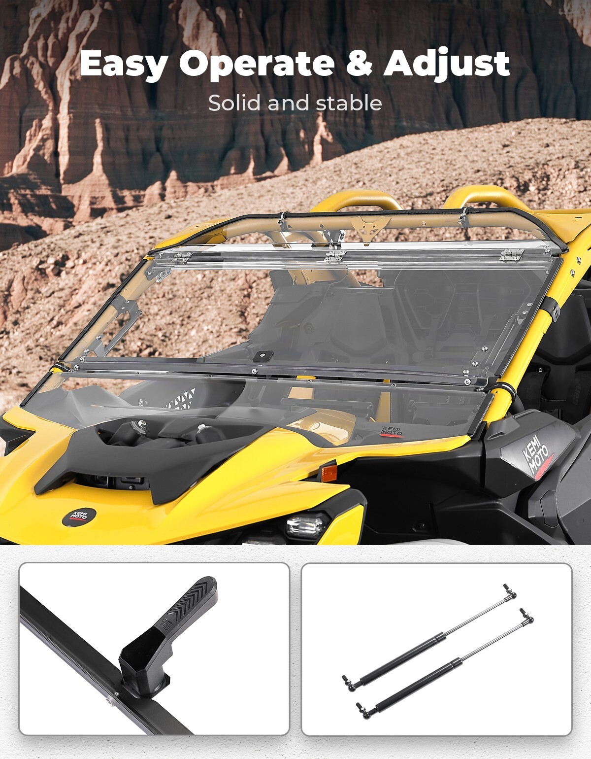 UTV Flip Windshield Scratch Resistant for Can Am Maverick R / Max 2024-2025