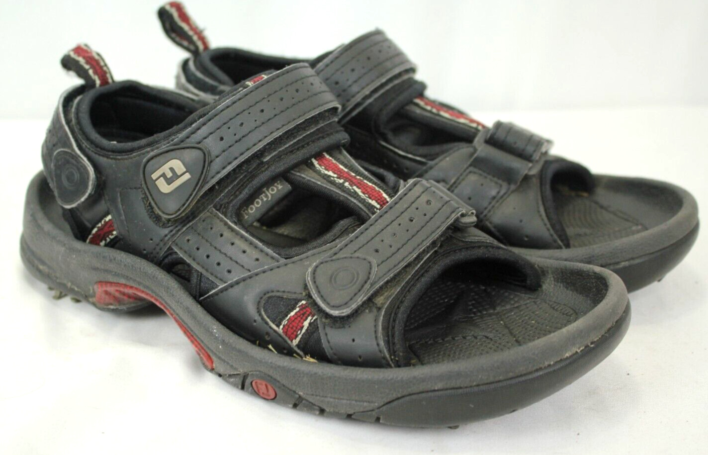 FOOTJOY 45678C MEN'S BLACK LEATHER GOLFING SANDALS SIZE 8 VGC!