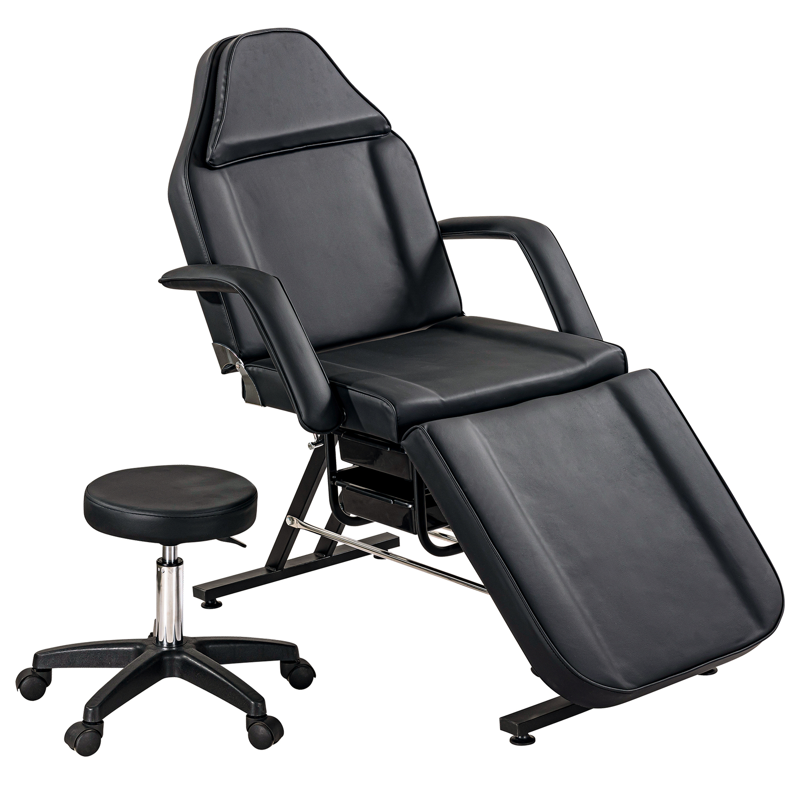 Massage Salon Tattoo Chair Esthetician Bed with Stool 3-Section Facial Bed Table