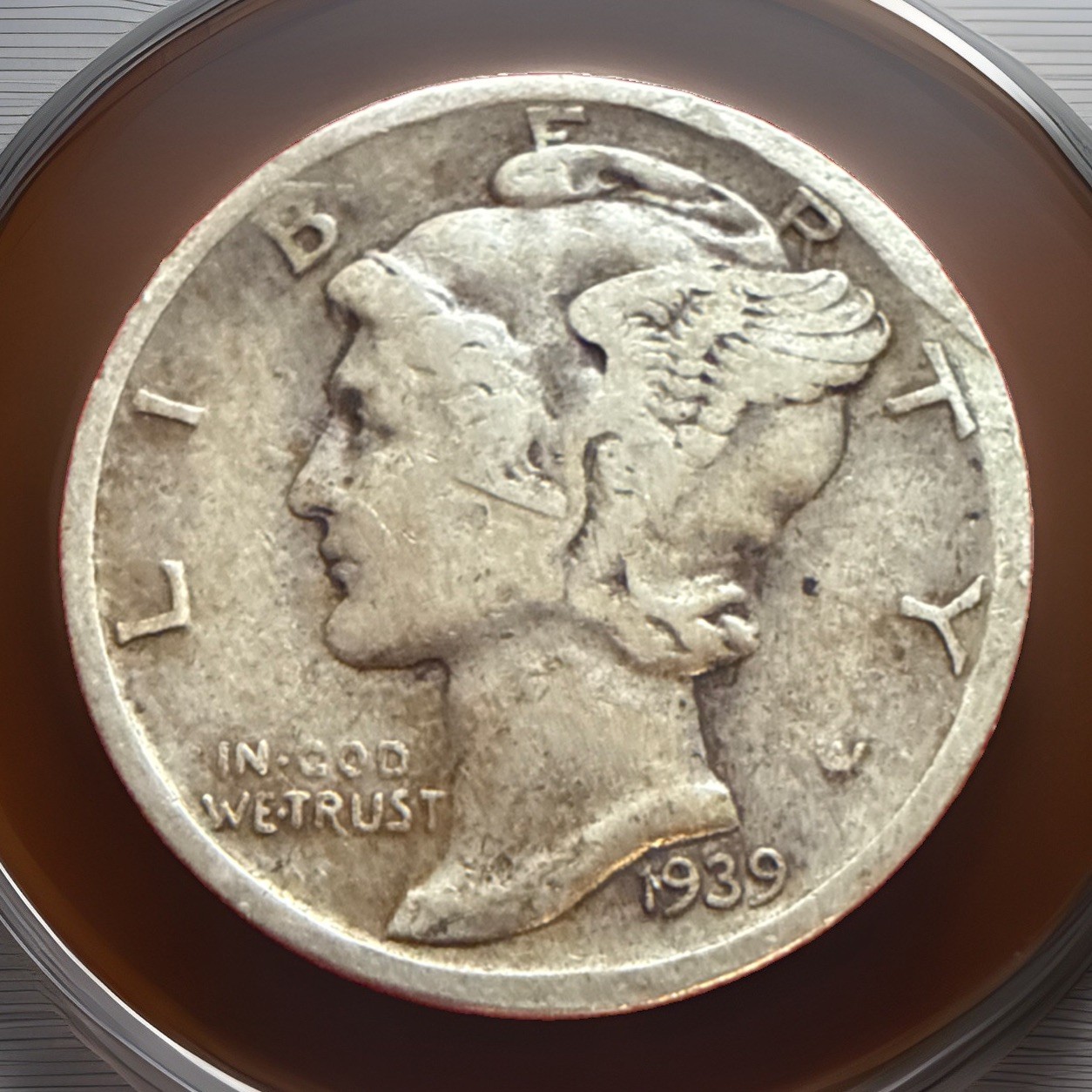 1939-S XF Album Toned Mercury Silver Dime #3056