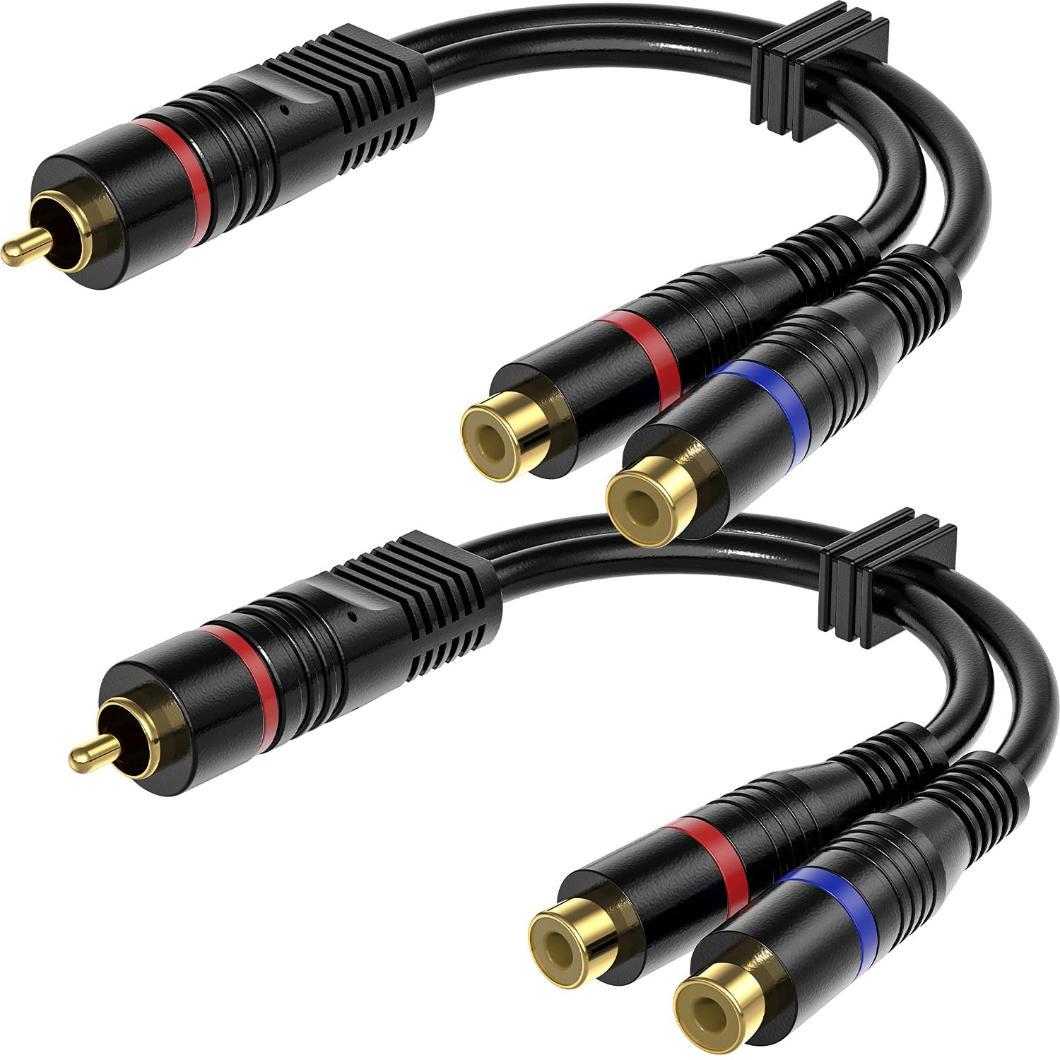 RCA Splitter, 2 Pack Male to Dual Female Y Splitter 8 inches, Purple