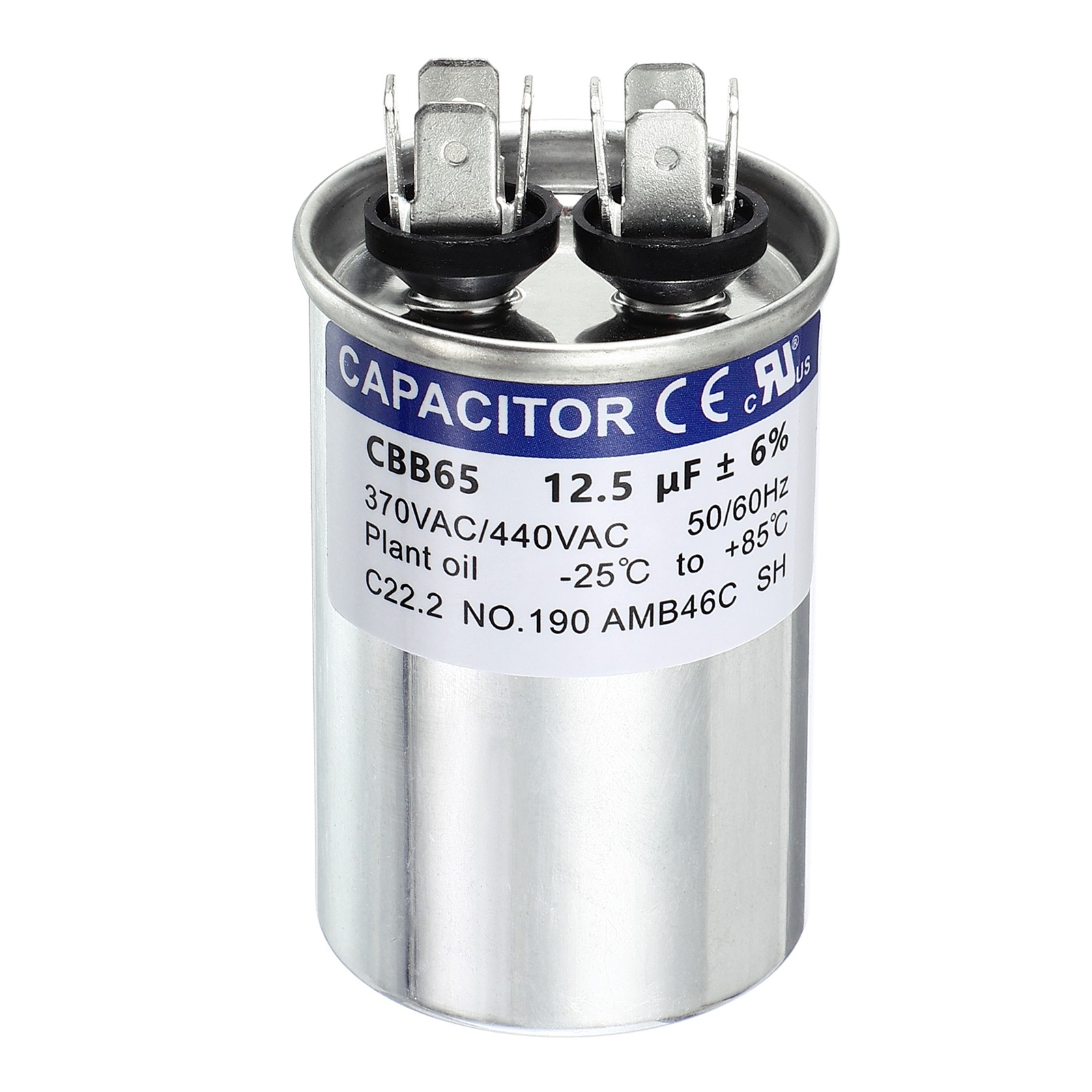 12.5MFD CBB65 Run Start Capacitor 12.5uF, 370/440V Round AC Capacitor