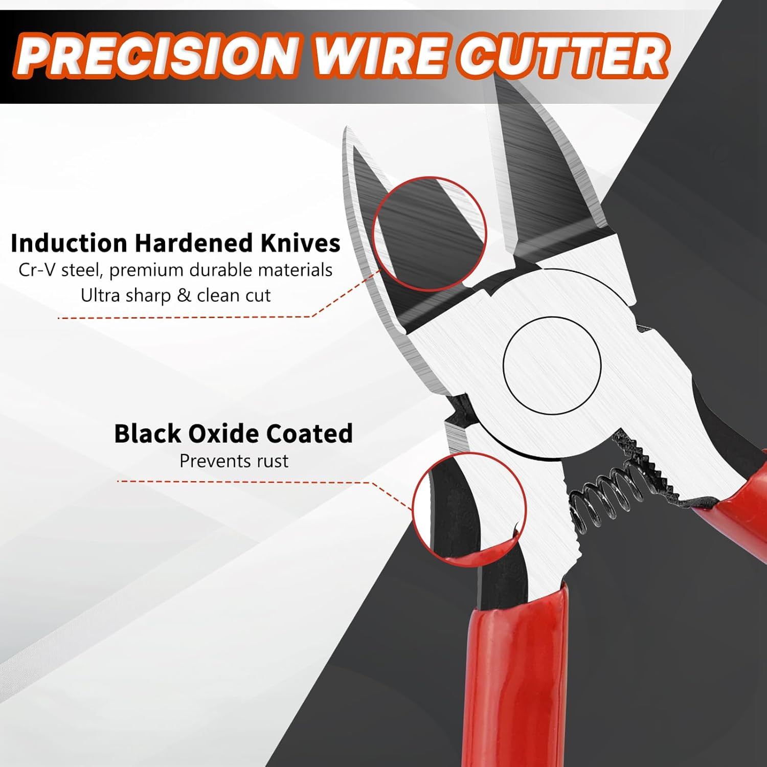 2PCS Wire Cutters Set 5" & 6" Flush Diagonal Pliers Spring Loaded High Carbon
