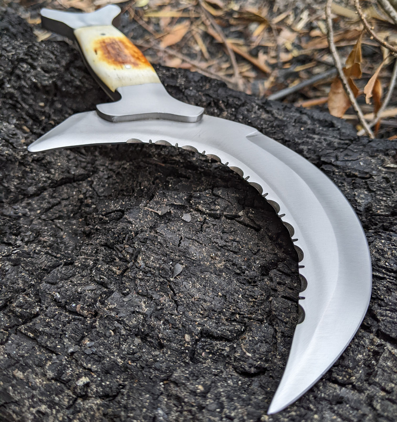 FANTASY KNIFE | 10" Boline Moon Crest Ritual Sickle Curved Blade Wiccan Pagan